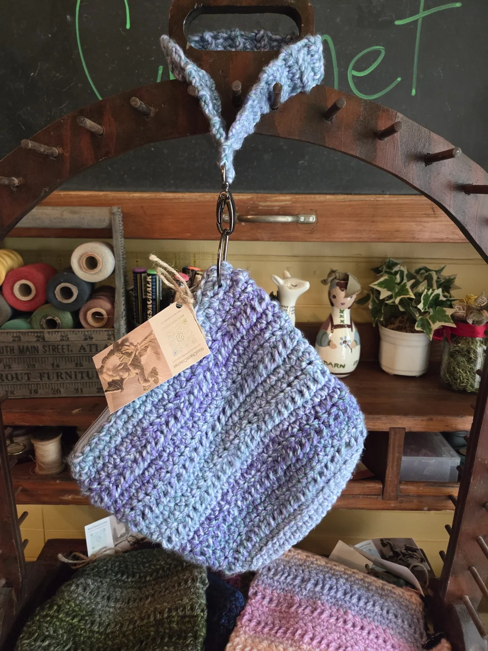 Handmade Crochet Wristlet Pouch - Multicolor Pastel
